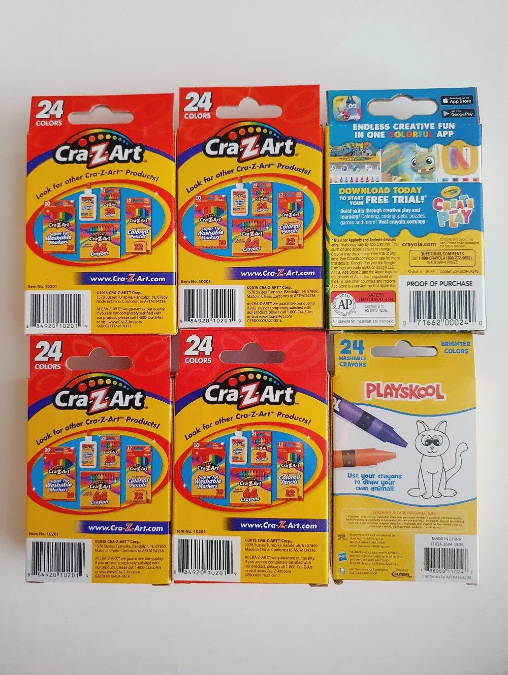 Crayola, Playschool & CraZArt 24 Count Assorted Color Crayons Lot of 6 Packs